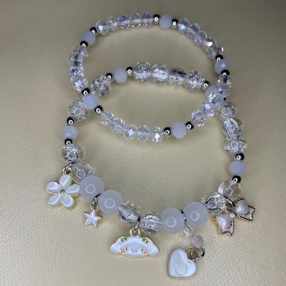 Jewelry - White & Crystal Cinnamoroll Charm Bracelet Set